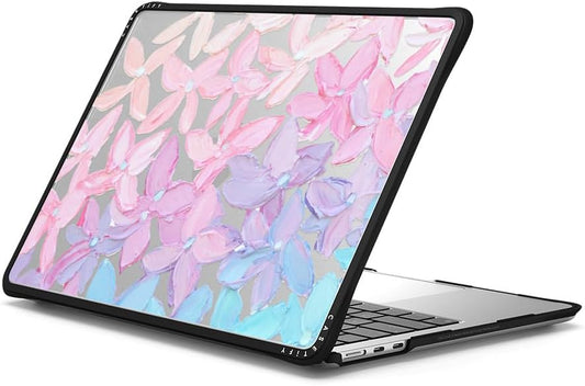 CASETiFY Impact MacBook Air 13.6" (M2-M4) Case [Cushioned Impact Corners/Scratch-Resistant/Anti-Slip Grip] - Clear Hydrangea Blooms - Clear Black