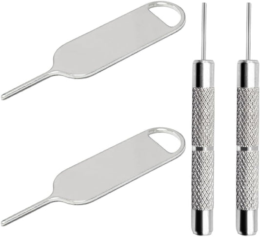 4 Pcs SIM Card Removal Openning Tool Tray Eject Pins Needle Opener Ejector Compatible with All iPhone Apple iPad HTC Samsung Galaxy Cell Phone Smartphone Watchchain Link Remover (Style B)