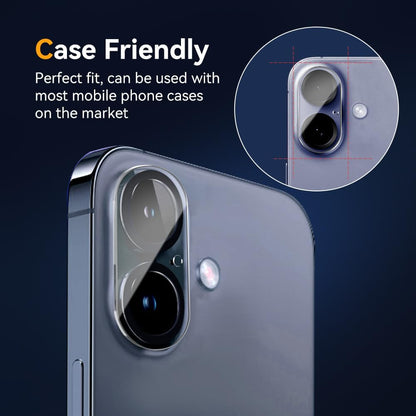 Camera Lens Protector for iPhone 16 6.1" / iPhone 16 plus 6.7",9H Tempered Glass，Ultra HD, Scratch Resistance Easy to Install，Case Friendly，[Does not Affect Night Shots] 3-Pack