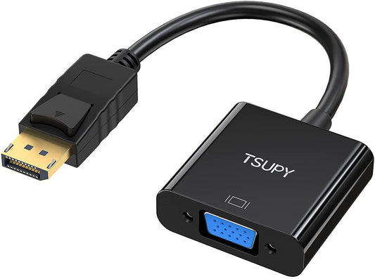 TSUPY DisplayPort to VGA, 1080P DP to VGA Adapter Gold-Plated Display Port to VGA Converter Male to Female Cable to Connect Your Computer to a Large Screen, Projector