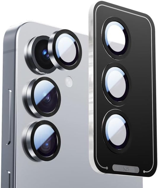 X-it Camera Lens Protector for Samsung S25, 9H Tempered Glass, Independent Metal Aluminum Edge Original Protection Design, Suitable for Phone Case, Anti-scratch, Anti-reflective,Blue
