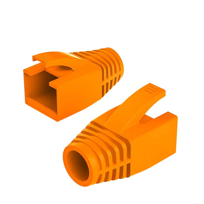 100Pack RJ45 Boot Cover, Cat5 Cat6 Cat6A Ethernet Network Cable Strain Relief Boot, Fits Overall Jacket Diameter 5.5-6.5MM Ethernet Cable (Hole Diameter: 6.5mm, Orange)