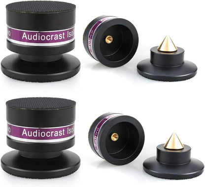 Tertullus 4 Pcs Aluminum Speaker Spike+Isolation Feet for Turntable Amplifier Subwoofer Black