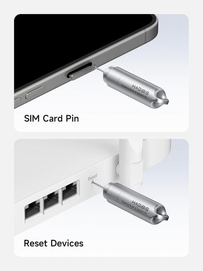 Hagibis SIM Card Tray Removal Tool with Cleaning Brush, 2 in 1 EDC Portable Keychain Eject Pins Reset Needle Opener Cleaning Pen for iPhone Airpods Pro