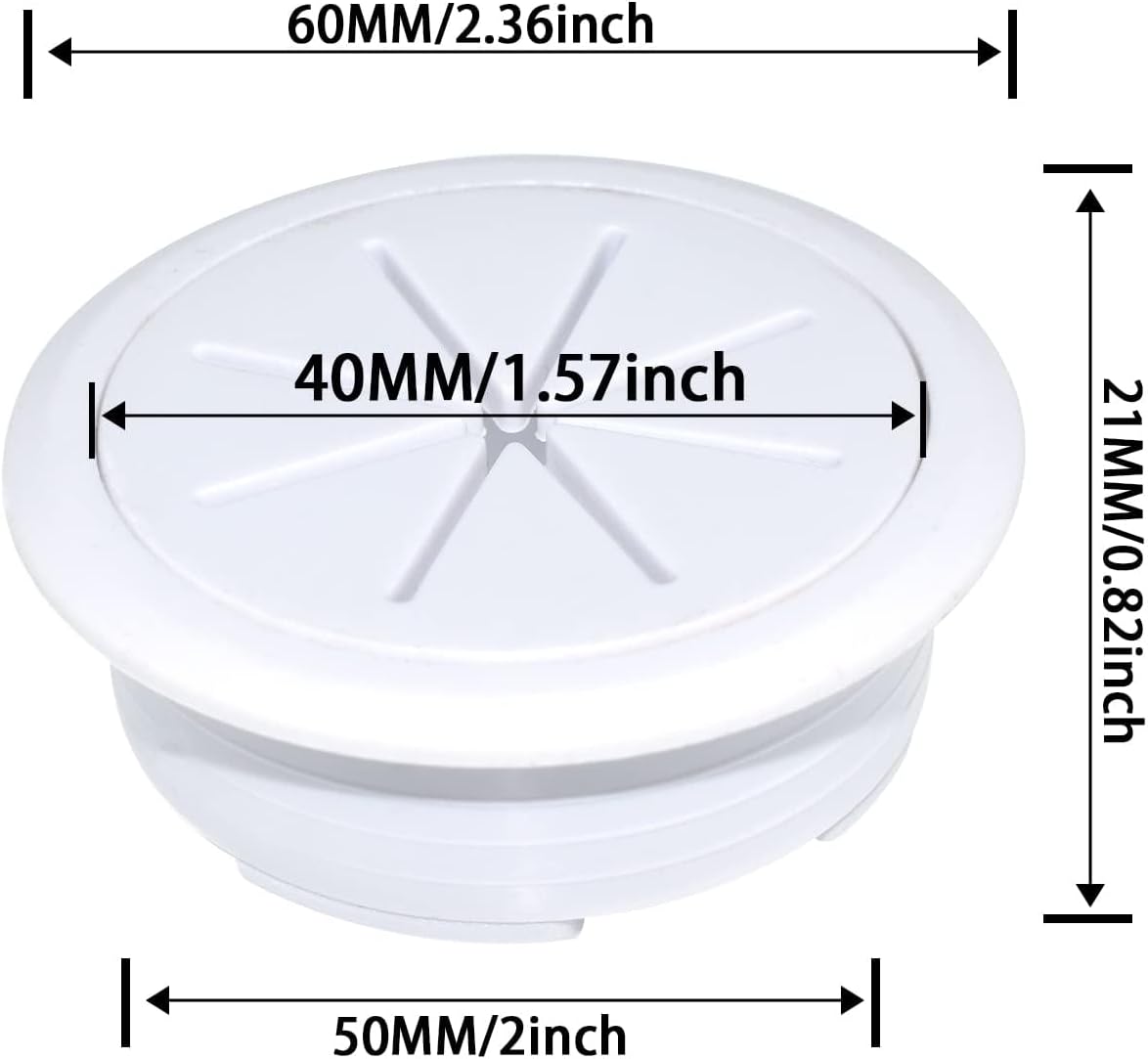 Aifeier ET 2PCS Desk Grommet 2 Inch/50mm Rubber Cable Wire Grommet Cable Hole Cover for Managing and Hiding Office PC Desk Cable Cord (White)