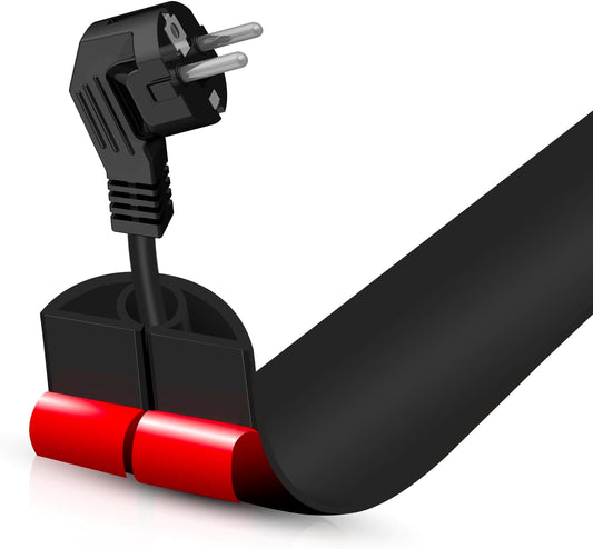 Floor Cord Cover Self Adhesive Cord Hider,3.3FT Cable Management, Extension Strip Protector for Wires, Prevent Cable Trips for Offices, Gyms, Exhibitions Cavity:0.3"(W) x 0.28"(H) Black