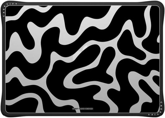CASETiFY Impact MacBook Air 13.6" (M2-M4) Case [Cushioned Impact Corners/Scratch-Resistant/Anti-Slip Grip] - Black Abstract Shapes - Clear Black