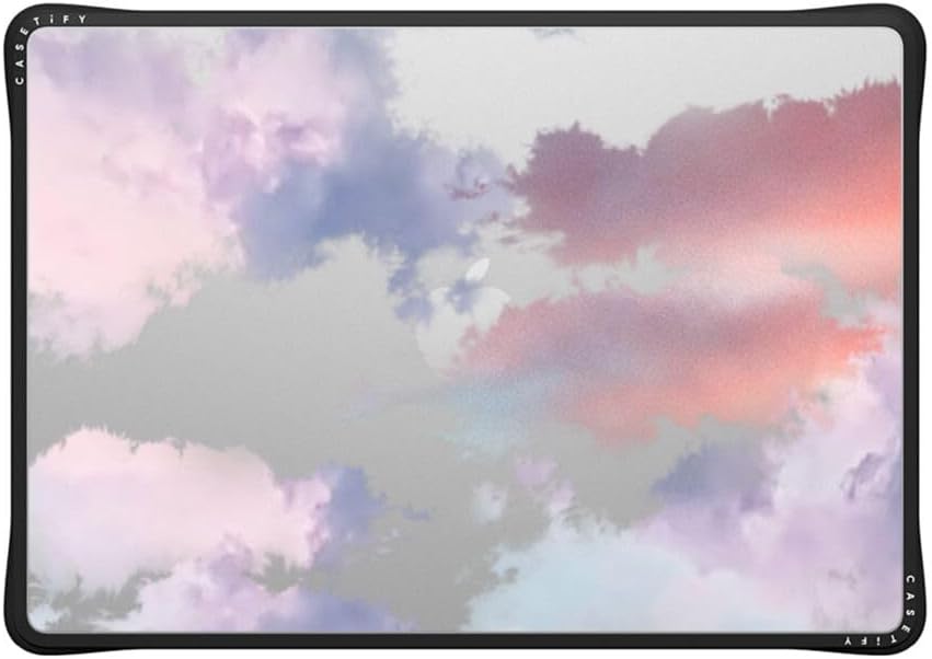 CASETiFY Impact MacBook Air 15" (M2-M4) Case [Cushioned Impact Corners/Scratch-Resistant/Anti-Slip Grip] - Clouds - Clear Black