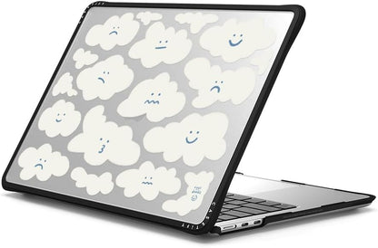 CASETiFY Impact MacBook Air 13.6" (M2-M4) Case [Cushioned Impact Corners/Scratch-Resistant/Anti-Slip Grip] - Cute Clouds - Clear Black
