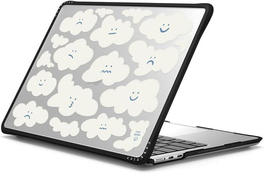 CASETiFY Impact MacBook Air 13.6" (M2-M4) Case [Cushioned Impact Corners/Scratch-Resistant/Anti-Slip Grip] - Cute Clouds - Clear Black