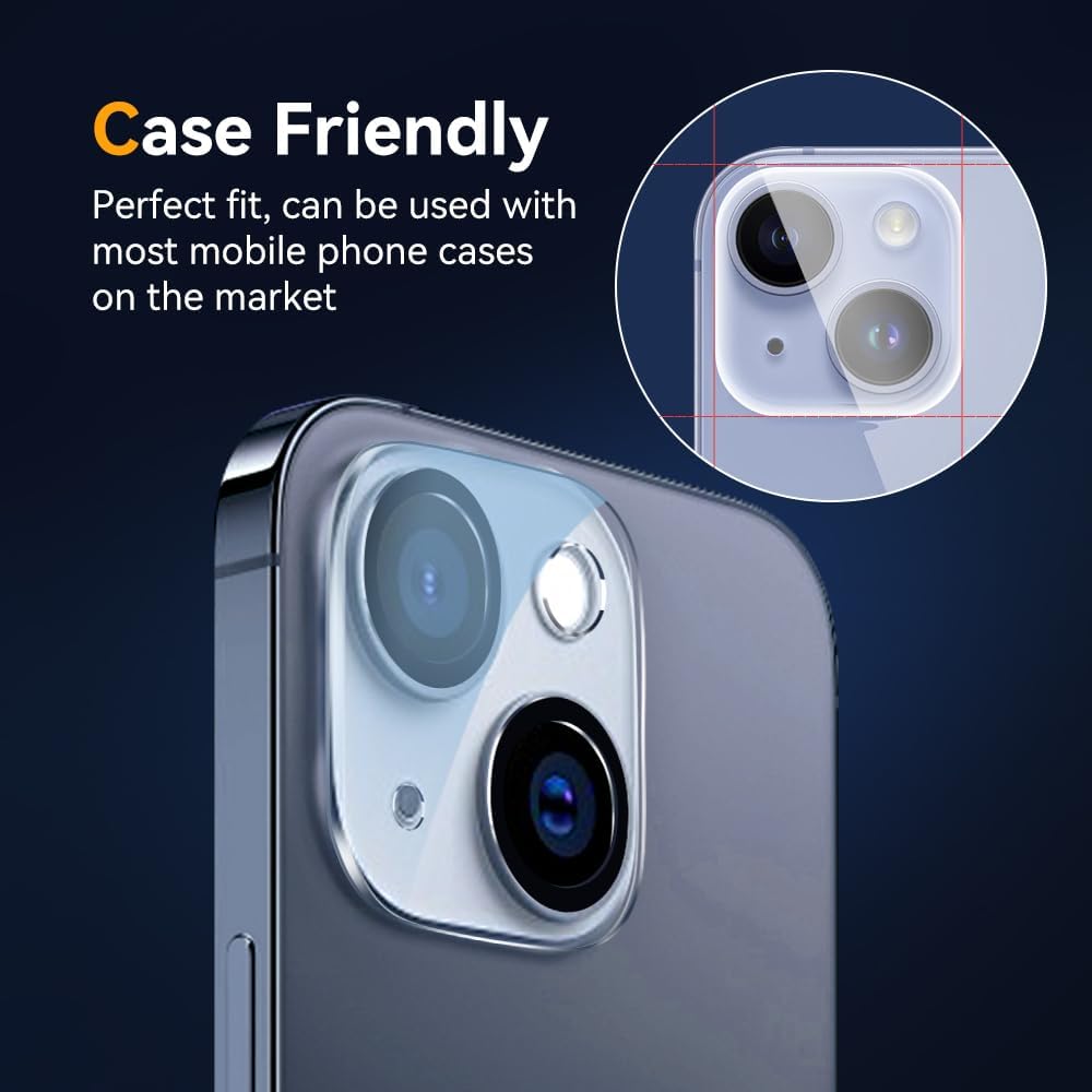 Camera Lens Protector for iPhone 13 6.1" / iPhone 13 Mini 5.4",9H Tempered Glass，Ultra HD, Scratch Resistance Easy to Install，Case Friendly，[Does not Affect Night Shots] 3-Pack