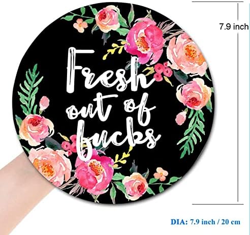 Mouse Pad Floral, Fashion Funny Wording with Flowers Mouse Pad, Waterproof Circular Small Mouse Pads with Designs for Women, Non-Slip Rubber MousePads for Office Laptop