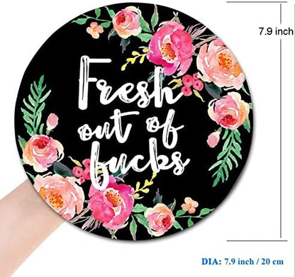Mouse Pad Floral, Fashion Funny Wording with Flowers Mouse Pad, Waterproof Circular Small Mouse Pads with Designs for Women, Non-Slip Rubber MousePads for Office Laptop