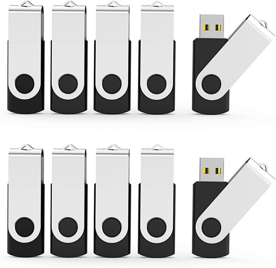 Aiibe 64GB Flash Drive 10 Pack 64GB USB Flash Drives Bulk USB Drive Thumb Drive 64 GB USB 2.0 Memory Sticks Pen Drives Jump Drive (Black)