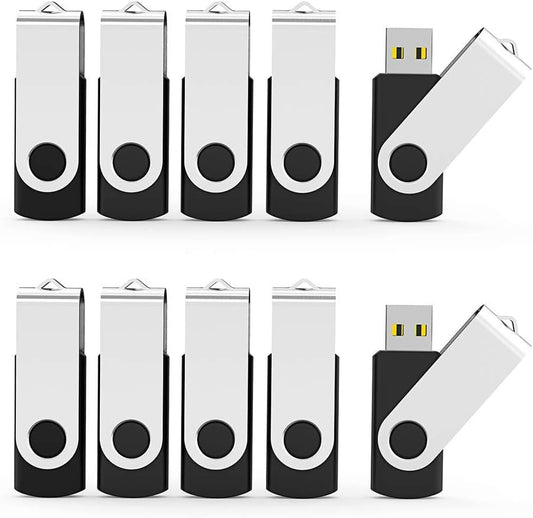 Aiibe 64GB Flash Drive 10 Pack 64GB USB Flash Drives Bulk USB Drive Thumb Drive 64 GB USB 2.0 Memory Sticks Pen Drives Jump Drive (Black)
