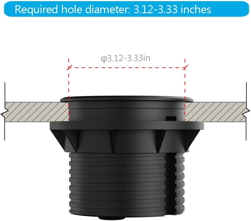 Desktop Power Grommet JSVER Mini Desktop Power Strip Hide Recessed Power Grommet Socket with 2 AC Outlets and 2 USB Charging Ports,Cable for a 3-1/8 Inch Desk Hole for Kitchen Table/Conference Room