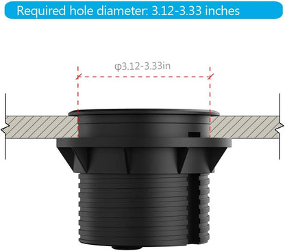 Desktop Power Grommet JSVER Mini Desktop Power Strip Hide Recessed Power Grommet Socket with 2 AC Outlets and 2 USB Charging Ports,Cable for a 3-1/8 Inch Desk Hole for Kitchen Table/Conference Room