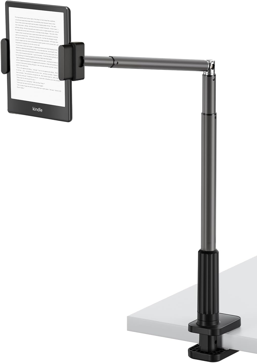 Phone Holder for Bed, 360° Rotation Cell Phone Stand, Flexible Long Arm Headboard Bedside Clip, Multi-Functional Overhead Phone Mount for 3.5-11" Phones, Tablets, Kindle, Black