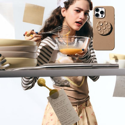 PopSockets Suck-Up™ Suction Grip & Stand, 3-in-1 MagSafe Phone Mount for iPhone, Strong Hold on Mirrors & Glass, Swappable Top, Portable & Reusable - Latte