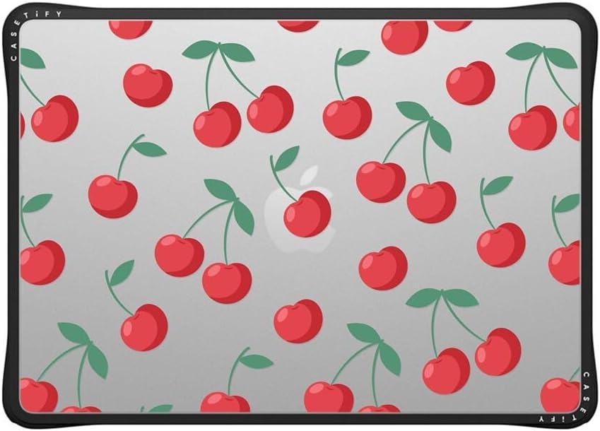 CASETiFY Impact MacBook Air 13.6" (M2-M4) Case [Cushioned Impact Corners/Scratch-Resistant/Anti-Slip Grip] - Cherries - Clear Black