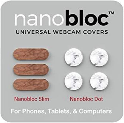 Universal Webcam Covers - Privacy Protection & Camera Blocker Laptop Sticker - Easy Apply & Marble Sticker Dots - Phone Camera Cover & Webcam Blocker - 7 Pieces, Wood Marble