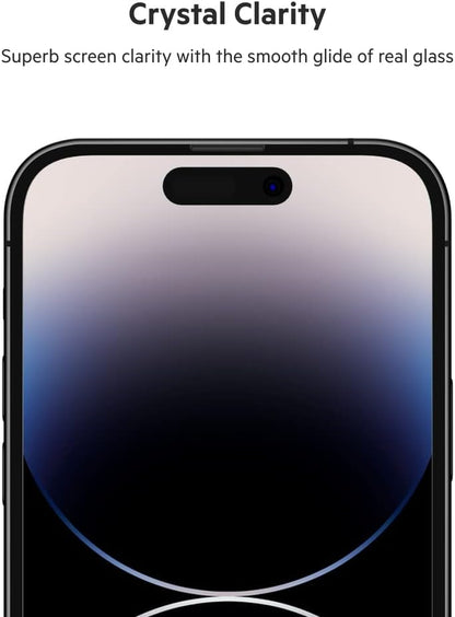 Belkin TemperedGlass iPhone 14 Pro Screen Protector - iPhone 14 Pro Accessories - Easy Application With Installation Guide Tray - Tempered Glass Antimicrobial Screen Protector - 9H Hardness Tested