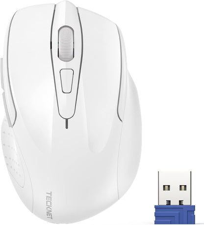 TECKNET Wireless Mouse, 2.4G Ergonomic Optical Mouse, Computer Mouse for Laptop, PC, Computer, Chromebook, Notebook, 6 Buttons, 24 Months Battery Life, 4000 DPI, 6 Adjustment Levels