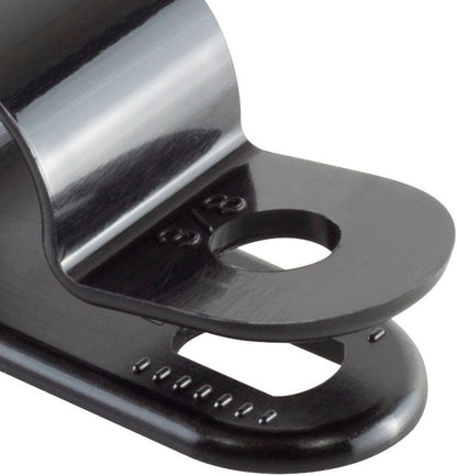GTSE Black Nylon Plastic Cable Clamps, 3/8" Screw Mounts for Cable, Rope, Tube Management, 100 Pack