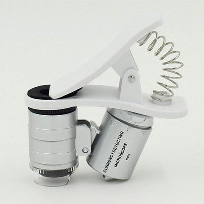 1Pcs Universal Led Clip Mobile Phone Microscope Magnifier Micro-Lens 60X Optical Zoom Telescope Camera Lens