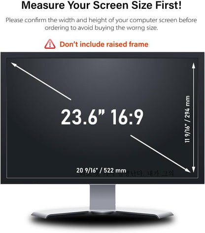 23.6 Inch - 16:9 Aspect Ratio - Computer Privacy Screen Filter for Widescreen Monitor - Anti-Glare - Anti-Scratch Protector Film - Protects Your Eyes from Harmful Glare and Blue Light