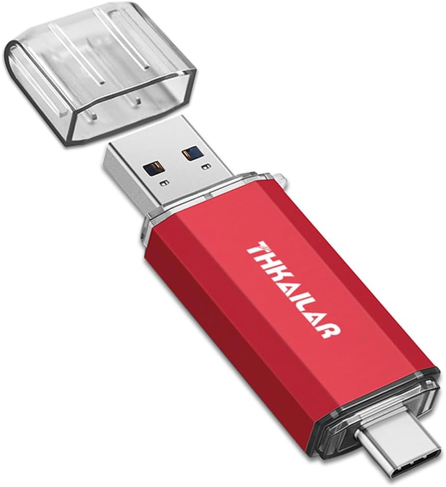 Thkailar 32GB Fat32 USB C Flash Drive OTG High Speed for Store Data-USB 3.1 Thumb Drive C Jump Drive-Compatible with Samsung,Mac Pro,Laptops,Tablets,PC(Red)