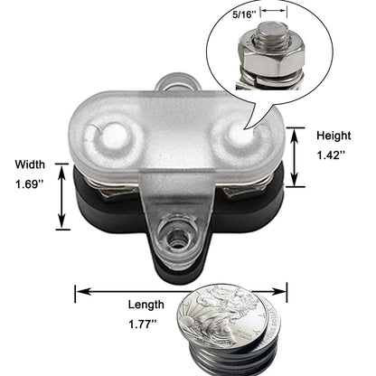 Heart Horse Bus Bar Terminal Block 5/16'' Power Stud Battery Junction Post Distribution Block Insulated with Cover DC 48V 300A for Auto Truck RV Boat (5/16'',Red+Black)