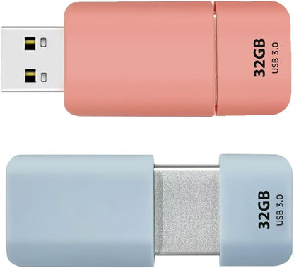 GIGASTONE 32GB Flash Drive (2 Pack) Z60NB USB 3.2 Gen 1, Ultra Fast, Retractable Capless Slider Design, Data Storage, Backup for PC/Mac/TV/Car Audio, USB 2.0/3.0/3.1 Compatible (Random Color)