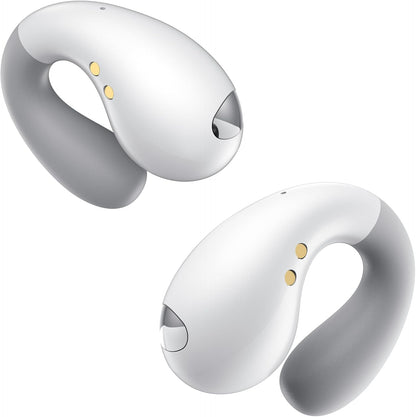 Ultra Open Ear Earbuds - Ergonomic Clip-On Earbuds, Small Bone Conduction Over-The-Ear Headphones with Waterproof Design, Perfect Running Headphones for Sports and Fitness, Velvet White