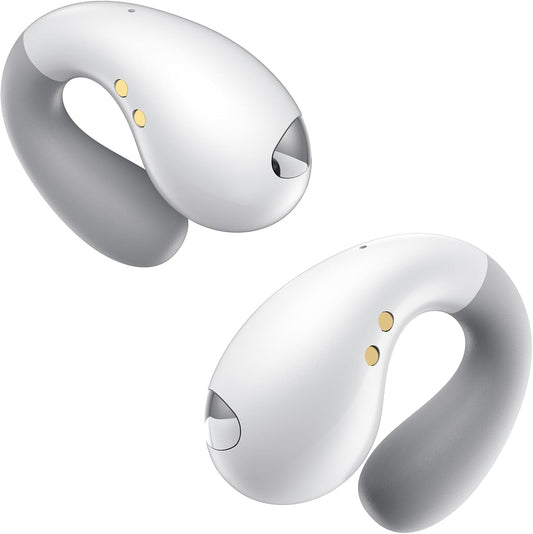 Ultra Open Ear Earbuds - Ergonomic Clip-On Earbuds, Small Bone Conduction Over-The-Ear Headphones with Waterproof Design, Perfect Running Headphones for Sports and Fitness, Velvet White