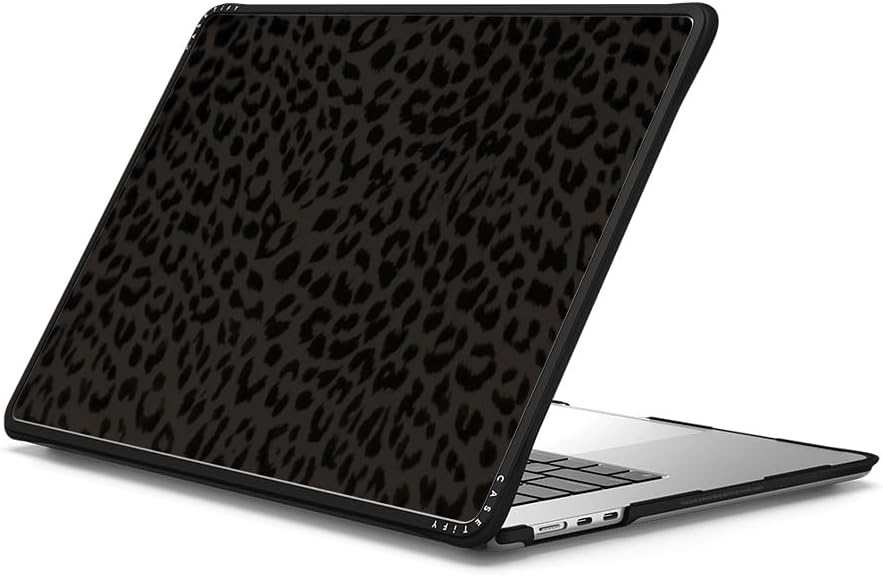 CASETiFY Impact MacBook Air 15" (M2-M4) Case [Cushioned Impact Corners/Scratch-Resistant/Anti-Slip Grip] - Leon Leopard - Clear Black