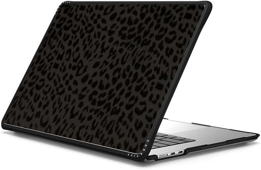 CASETiFY Impact MacBook Air 15" (M2-M4) Case [Cushioned Impact Corners/Scratch-Resistant/Anti-Slip Grip] - Leon Leopard - Clear Black