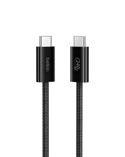 Belkin USB C to USB C Cable, 3.3ft, 240W - Type C Charger, iPhone Charger Cord, Soft, Braided, Flexible for iPhone 17, Galaxy S25, Pixel 10, MacBook, Chromebook, iPad Pro, Switch Steam Deck – Black