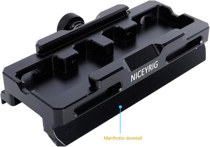 NICEYRIG Extended Quick Release Plate for Manfrotto-Style to Quick Release Clamp for Arca-Swiss, Tripod to Gimbal Adapter Applicable for DJI RS 4/4 Pro/3/3 Pro/2/RSC2, Ronin S - 563