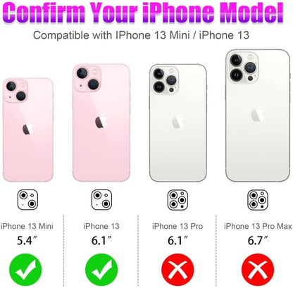 AGVEE 3+3 6 Pack for iPhone 13 6.1 inch / 13 Mini 5.4 inch Camera Lens Cover Protector, Bling Diamond & Bling Glitter Metal Ring 9H Tempered HD Glass Camera Cover Protector Film, Bling-Pink