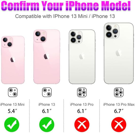 AGVEE 3+3 6 Pack for iPhone 13 6.1 inch / 13 Mini 5.4 inch Camera Lens Cover Protector, Bling Diamond & Bling Glitter Metal Ring 9H Tempered HD Glass Camera Cover Protector Film, Bling-Pink