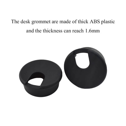 HAHIYO 2Pcs 1.77Inch/45mm Black ABS Plastic U-Shaped Desk Grommet Wire Grommet Cable Management Cord Hole Cover Desk Wire Hole Insert Wire Organizer for Computer Office Home School Equipment Systems