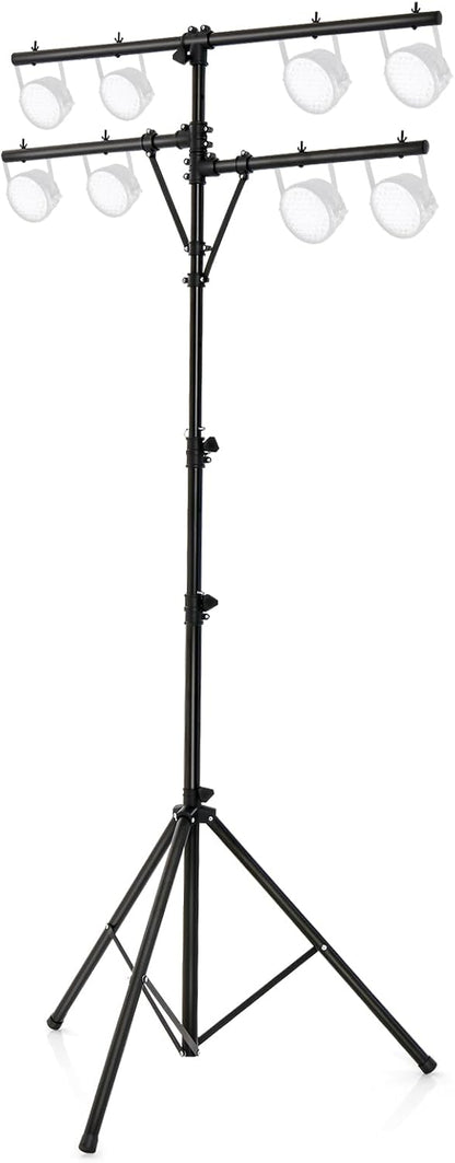S AFSTAR Pro Audio Tripod, Multi Arm Tripod w/ 6.1-11.5 FT Adjustable Height, Portable T Bar Lighting Stand w/ 100 LBS Capacity, DJ Lighting Stand Suitable for Stage Bar Banquet Party