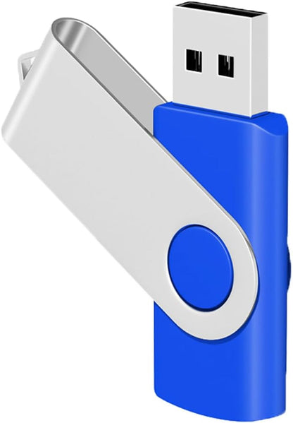 USB 1GB Bulk Flash Drives 20 Pack, EASTBULL USB 2.0 Swivel Thumb Drives Gig Flash Drives Pack Metal Memory Stick for Storage (Blue)
