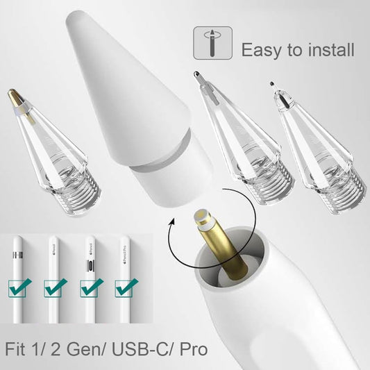 4Pack Replacement Pencil Tips for Apple Pencil Pro,Upgraded Pencil Tips Fit for Apple 2nd 1st Gen USB-C,Wear-Resistant & Precise Control Needle Pencil Tips with Case,IPad Pro Pencil Sets