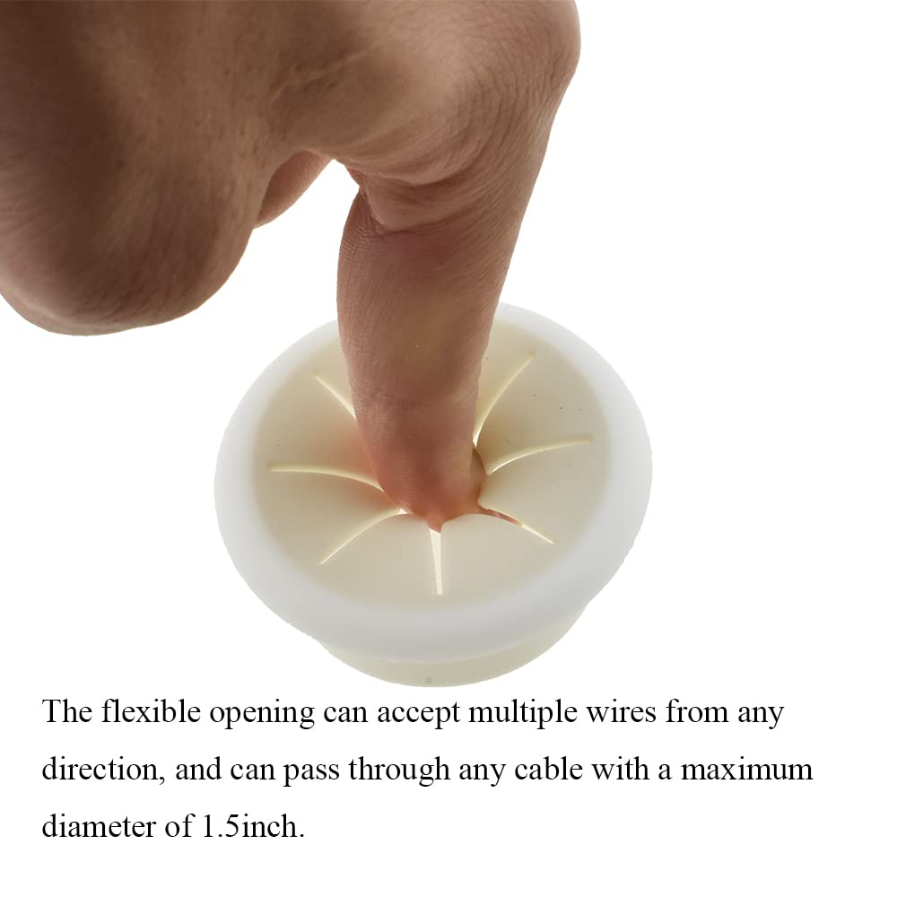 HAHIYO 2Pcs 2Inch/50mm White ABS Plastic Eight-petaled Desk Grommet Wire Grommet Cable Management Cord Hole Cover Desk Wire Hole Insert Wire Organizer for Computer Office Home School Equipment Systems