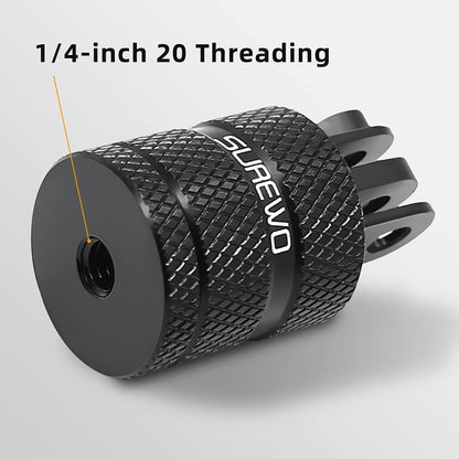 Aluminum 1/4 inch 20 Camera Mount, 360 Degree Rotation Tripod Mount Adapter Compatible with GoPro Hero 13/12 Black, Hero 11/10/9/8/7/6 Black,DJI Action4/3, Xiaoyi 4K and Other Standard 1/4 Accessories