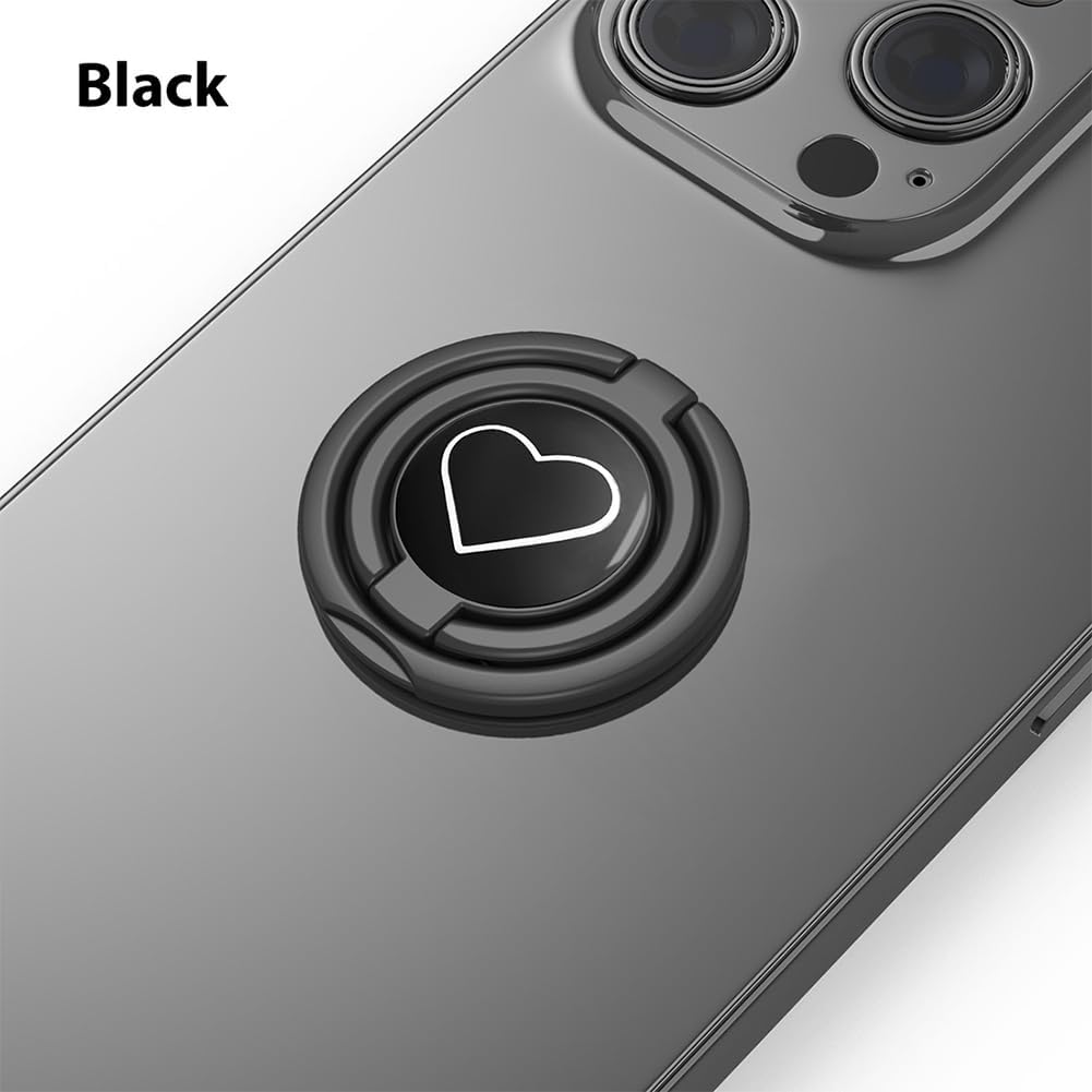 Phone Grip, Phone Ring Holder Finger Kickstand, Foldable & Adjustable Double Metal Cell Phone Rings Gripper Stand for iPhone Samsung &Other Phones - White Heart