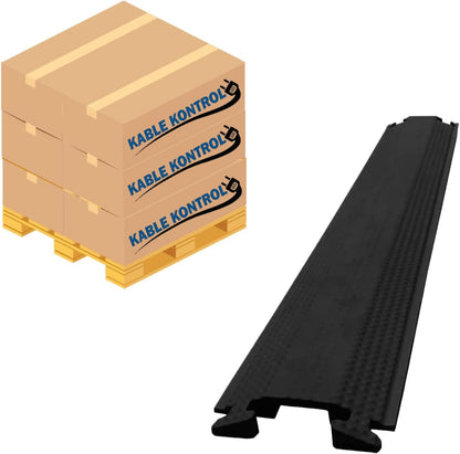 Kable Kontrol Drop Over Floor Cord Cover – 36” Inch Long 1 Channel Cable or Wire Protector – 20 Pcs Bulk Pack - Rubber Ramp for Indoor and Outdoor Use – Black