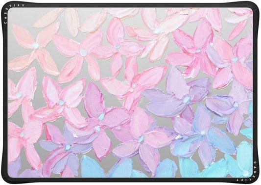 CASETiFY Impact MacBook Air 15" (M2-M4) Case [Cushioned Impact Corners/Scratch-Resistant/Anti-Slip Grip] - Clear Hydrangea Blooms - Clear Black
